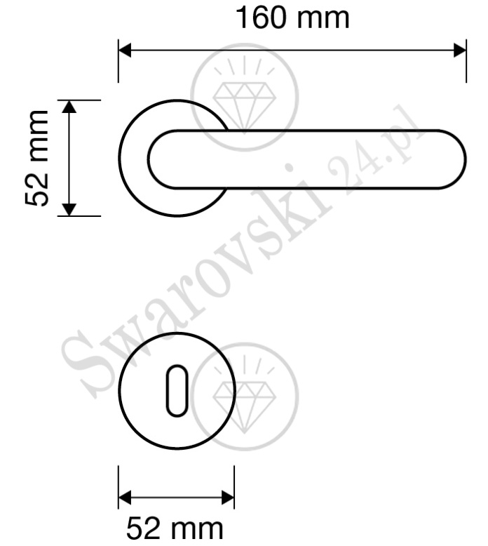 Klamka Poin Crystal z szyldem na klucz - wymiar